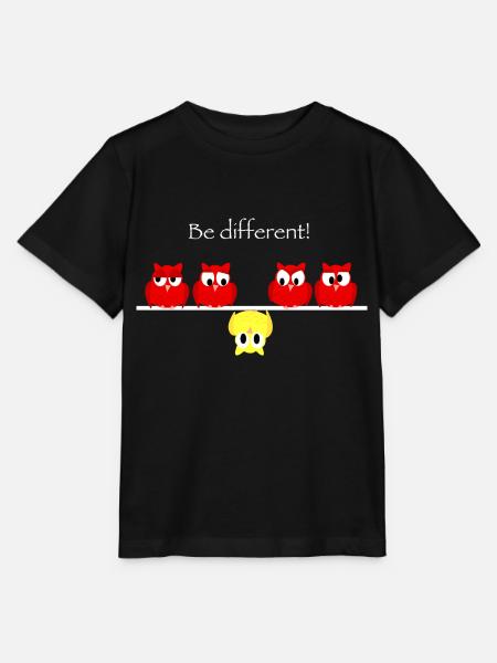 Be different - think different mit kleinen Eulen - Stanley/Stella Kinder T-Shirt MINI CREATOR - Schwarz