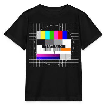 Testbild Fernsehen Bildschirm nostalgisch Display - Stanley/Stella Kinder T-Shirt MINI CREATOR  - Schwarz - Vorne - Mikhail (115cm)