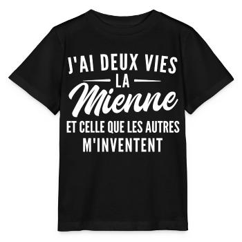 j ai deux vies / cadeau humoristique - T-shirt bio MINI CREATOR Stanley/Stella Enfant - noir - Devant - Mikhail (115cm)