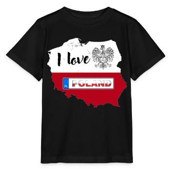Ich liebe Polen polnische Karte Nummernschild - Stanley/Stella Kinder T-Shirt MINI CREATOR  - Schwarz - Vorne - Mikhail (115cm)