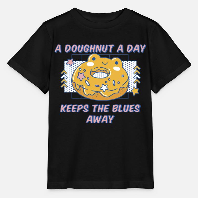 A Doughnut A Day Keeps The Blues Away Donuts Lover - Stanley/Stella Kinder T-Shirt MINI CREATOR - Schwarz