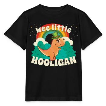 KLEINER HOOLIGAN Dinosaurier Kinder St Patrick s - Stanley/Stella Kinder T-Shirt MINI CREATOR  - Schwarz - Vorne - Mikhail (115cm)