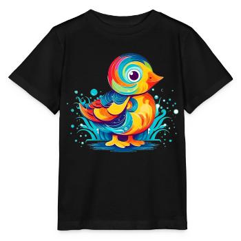 Canard minimaliste coloré parfait comme cadeau - T-shirt bio MINI CREATOR Stanley/Stella Enfant - noir - Devant - Mikhail (115cm)