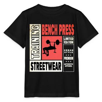 développé couché, haltérophilie, musculation, fitness, fort - T-shirt bio MINI CREATOR Stanley/Stella Enfant - noir - Devant - Mikhail (115cm)