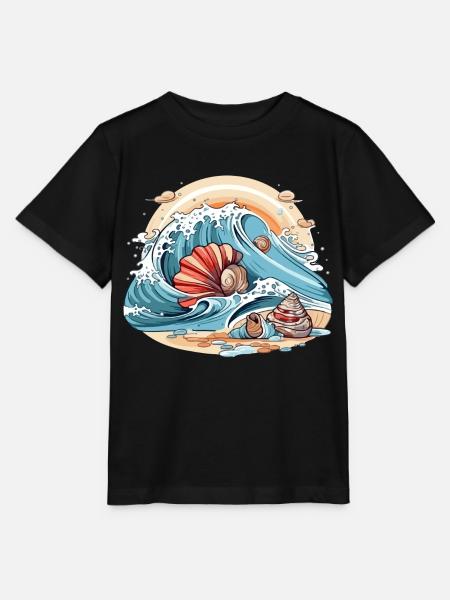 Muscheln in den Wellen - Stanley/Stella Kinder T-Shirt MINI CREATOR - Schwarz