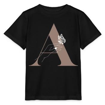 Magischer Schmetterlingsbuchstabe - Stanley/Stella Kinder T-Shirt MINI CREATOR  - Schwarz - Vorne - Mikhail (115cm)