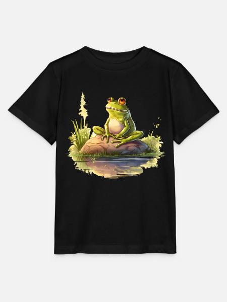 Frosch träumt in der Abendsonne - Stanley/Stella Kinder T-Shirt MINI CREATOR - Schwarz