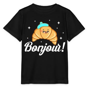 bonjour croissant Design for a croissant lover - Stanley/Stella MINI CREATOR Kids’ T-Shirt - black - Front - Mikhail (115cm)