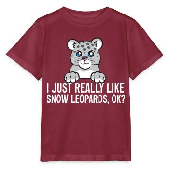 Schneeleopard - Stanley/Stella Kinder T-Shirt MINI CREATOR  - Burgunderrot - Vorne - Kain (125cm)