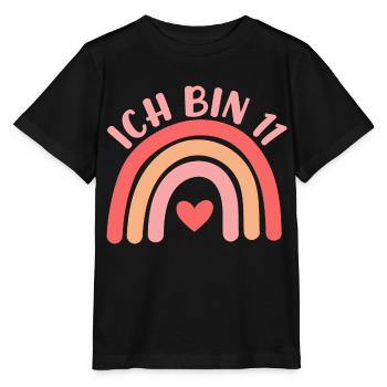 Ich bin 11 niedliche Regenbogen Design Junge Mädch - Stanley/Stella MINI CREATOR Kids’ T-Shirt - black - Front - Mikhail (115cm)