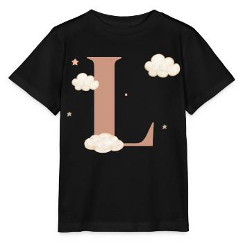 Buchstabe l bewölkt Sterne - Stanley/Stella Kinder T-Shirt MINI CREATOR  - Schwarz - Vorne - Mikhail (115cm)
