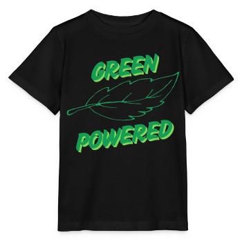 Grüner Text mit Blattsymbol - Stanley/Stella Kinder T-Shirt MINI CREATOR  - Schwarz - Vorne - Mikhail (115cm)
