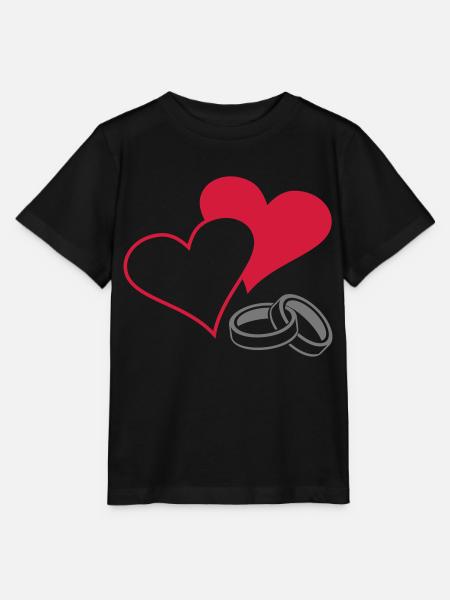 Herzen und Ringe - Stanley/Stella Kinder T-Shirt MINI CREATOR  - Schwarz