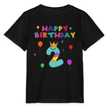 2nd Birthday Happy Birthday - Stanley/Stella MINI CREATOR Kids’ T-Shirt - black - Front - Mikhail (115cm)