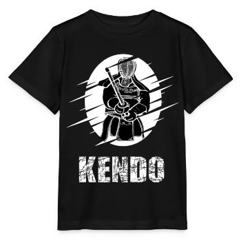 Kendo Kenjutsu Schwertkampf T Shirt für Kendoka - Stanley/Stella Kinder T-Shirt MINI CREATOR  - Schwarz - Vorne - Mikhail (115cm)