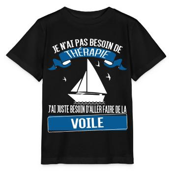 Bateau à voile - voilier - T-shirt bio MINI CREATOR Stanley/Stella Enfant - noir - Devant - Mikhail (115cm)