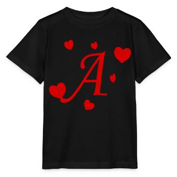 Lettre A avec des coeurs - T-shirt bio MINI CREATOR Stanley/Stella Enfant - noir - Devant - Mikhail (115cm)