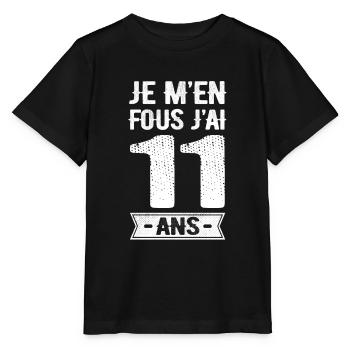 JE M'EN FOUS J'AI 11 ANS - T-shirt bio MINI CREATOR Stanley/Stella Enfant - noir - Devant - Mikhail (115cm)