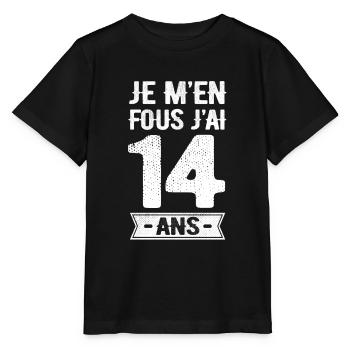 JE M'EN FOUS J'AI 14 ANS - T-shirt bio MINI CREATOR Stanley/Stella Enfant - noir - Devant - Mikhail (115cm)