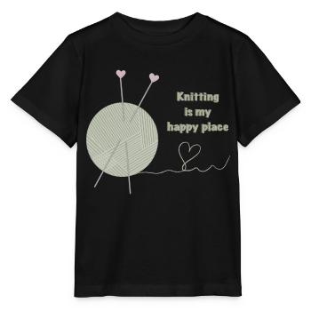 Stricken ist mein glücklicher Ort - Stanley/Stella Kinder T-Shirt MINI CREATOR  - Schwarz - Vorne - Mikhail (115cm)