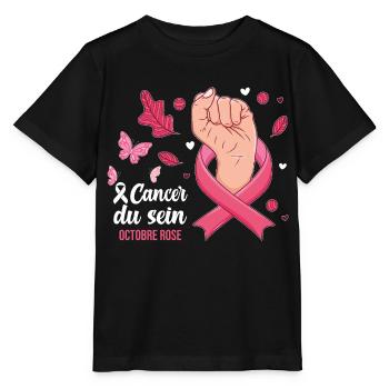 Octobre Rose Cancer du Sein Ruban Cadeau - T-shirt bio MINI CREATOR Stanley/Stella Enfant - noir - Devant - Mikhail (115cm)