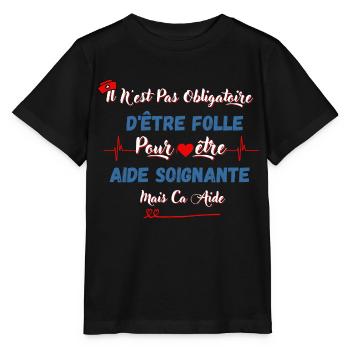 Aide-soignante et folle - T-shirt bio MINI CREATOR Stanley/Stella Enfant - noir - Devant - Mikhail (115cm)