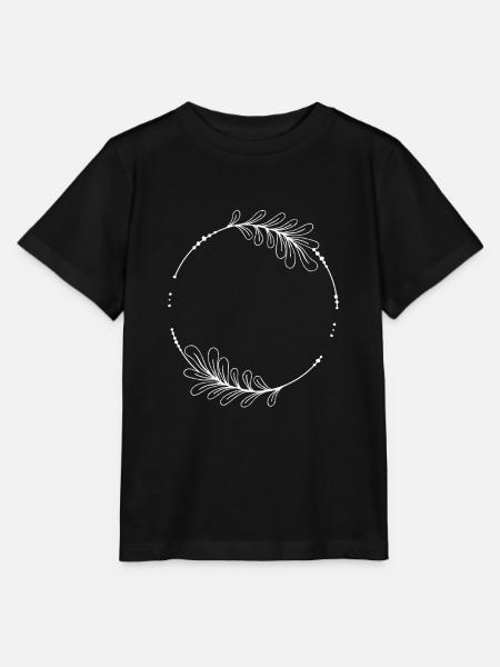 Weißer Kreis Rahmen mit Blättern - Stanley/Stella Kinder T-Shirt MINI CREATOR - Schwarz