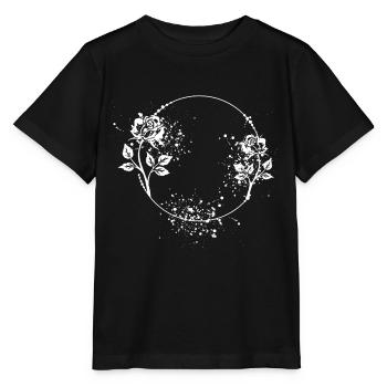Cadre rose rond avec taches de couleur - T-shirt bio MINI CREATOR Stanley/Stella Enfant - noir - Devant - Mikhail (115cm)