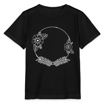 Fleurs blanches Vrilles Coin Ornements Cadre - T-shirt bio MINI CREATOR Stanley/Stella Enfant - noir - Devant - Mikhail (115cm)