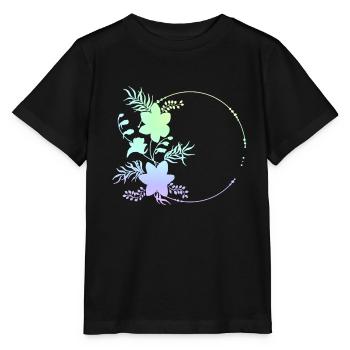 Circular frame flowers ornaments - Stanley/Stella MINI CREATOR Kids’ T-Shirt - black - Front - Mikhail (115cm)