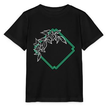 Natur Rahmen Quadrat Blatt Verzierung - Stanley/Stella Kinder T-Shirt MINI CREATOR  - Schwarz - Vorne - Mikhail (115cm)