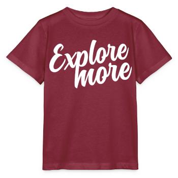 Entdecken Sie mehr, Outdoor, Wildlife Text Zitat - Stanley/Stella Kinder T-Shirt MINI CREATOR  - Burgunderrot - Vorne - Kain (125cm)