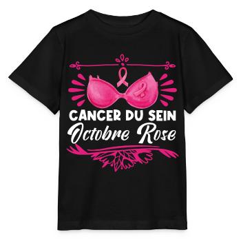 Cancer Du Sein Octobre Rose. - T-shirt bio MINI CREATOR Stanley/Stella Enfant - noir - Devant - Mikhail (115cm)