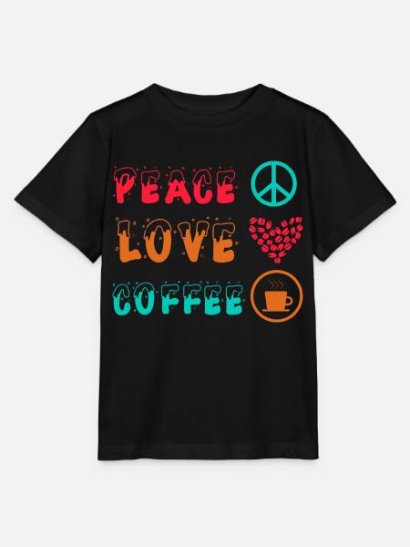 FRIEDEN LIEBE KAFFEE - Stanley/Stella Kinder T-Shirt MINI CREATOR  - Schwarz