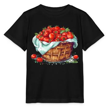 Ein Korb gefüllt mit Tomaten, transparent - Stanley/Stella Kinder T-Shirt MINI CREATOR  - Schwarz - Vorne - Mikhail (115cm)