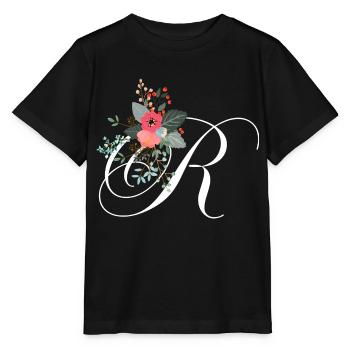 Buchstabe r blumig - Stanley/Stella Kinder T-Shirt MINI CREATOR  - Schwarz - Vorne - Mikhail (115cm)