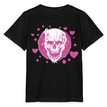 Heartfelt Skull - Hearts - Stanley/Stella MINI CREATOR Kids’ T-Shirt - black - Front - Mikhail (115cm)