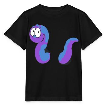 Wurm im Cartoon Stil in violett - Stanley/Stella Kinder T-Shirt MINI CREATOR  - Schwarz - Vorne - Mikhail (115cm)