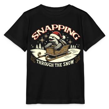 Snapping Turtle Santa Christmas - Stanley/Stella MINI CREATOR Kids’ T-Shirt - black - Front - Mikhail (115cm)