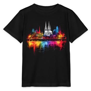 Cologne Cathédrale de Cologne Allemagne Ville Skyline Splash - T-shirt bio MINI CREATOR Stanley/Stella Enfant - noir - Devant - Mikhail (115cm)