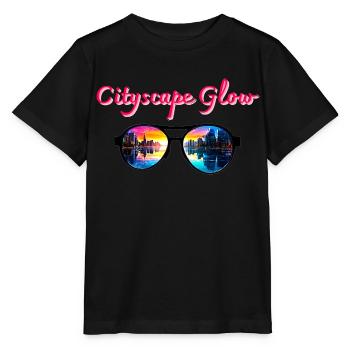 Cityscape Glow, Lunettes de soleil - T-shirt bio MINI CREATOR Stanley/Stella Enfant - noir - Devant - Mikhail (115cm)