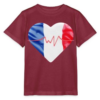 Drapeau français - bleu blanc rouge - T-shirt bio MINI CREATOR Stanley/Stella Enfant - bordeaux - Devant - Kain (125cm)