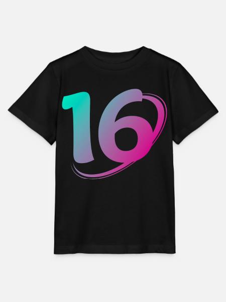 Nummer 16 Mehrfarbig - Stanley/Stella Kinder T-Shirt MINI CREATOR  - Schwarz
