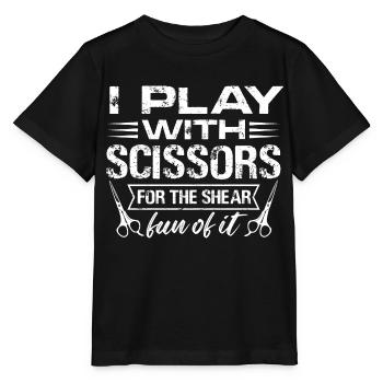 I Play With Scissors For The Shear Fun Of It Hair - Stanley/Stella MINI CREATOR Kids’ T-Shirt - black - Front - Mikhail (115cm)