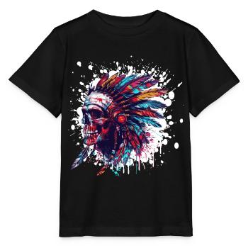 Crâne de chef indien - T-shirt bio MINI CREATOR Stanley/Stella Enfant - noir - Devant - Mikhail (115cm)