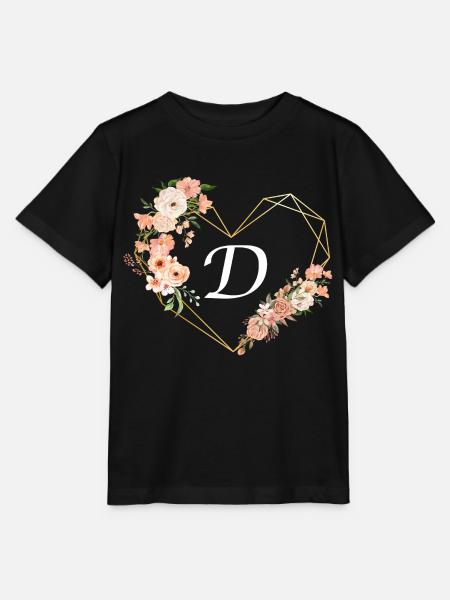 Blumen Goldenes Herz Brief - Stanley/Stella Kinder T-Shirt MINI CREATOR  - Schwarz