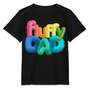 Fluffy Dad – Colorful, Fluffy Typography - Stanley/Stella MINI CREATOR Kids’ T-Shirt - black - Front - Mikhail (115cm)