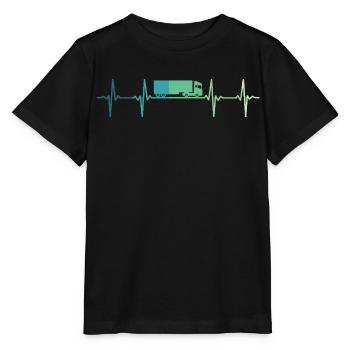 camion battement de coeur cadeau chauffeur routier - T-shirt bio MINI CREATOR Stanley/Stella Enfant - noir - Devant - Mikhail (115cm)