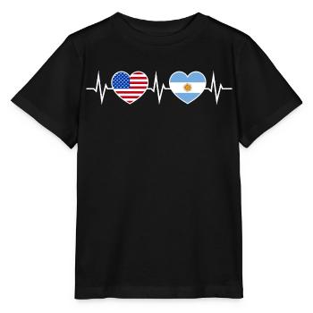 Argentine USA Heartbeat Amour Amitié - T-shirt bio MINI CREATOR Stanley/Stella Enfant - noir - Devant - Mikhail (115cm)