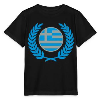 Grèce (drapeau et couronne de laurier) - T-shirt bio MINI CREATOR Stanley/Stella Enfant - noir - Devant - Mikhail (115cm)